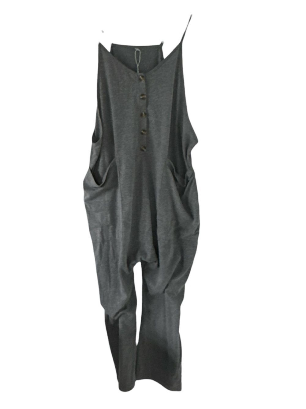 Women’s Charcoal Gray Relaxed Jumpsuit with Button Front NWOT